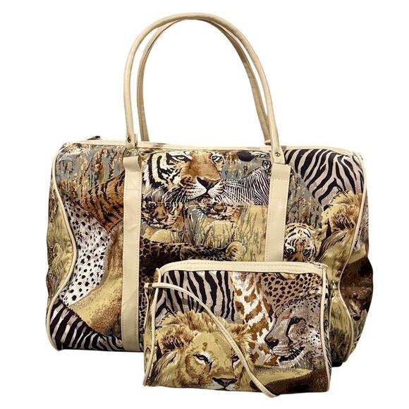 African Animal Safari Themed Medium Duffle & Small Crossbody bag - Picture 1 of 15
